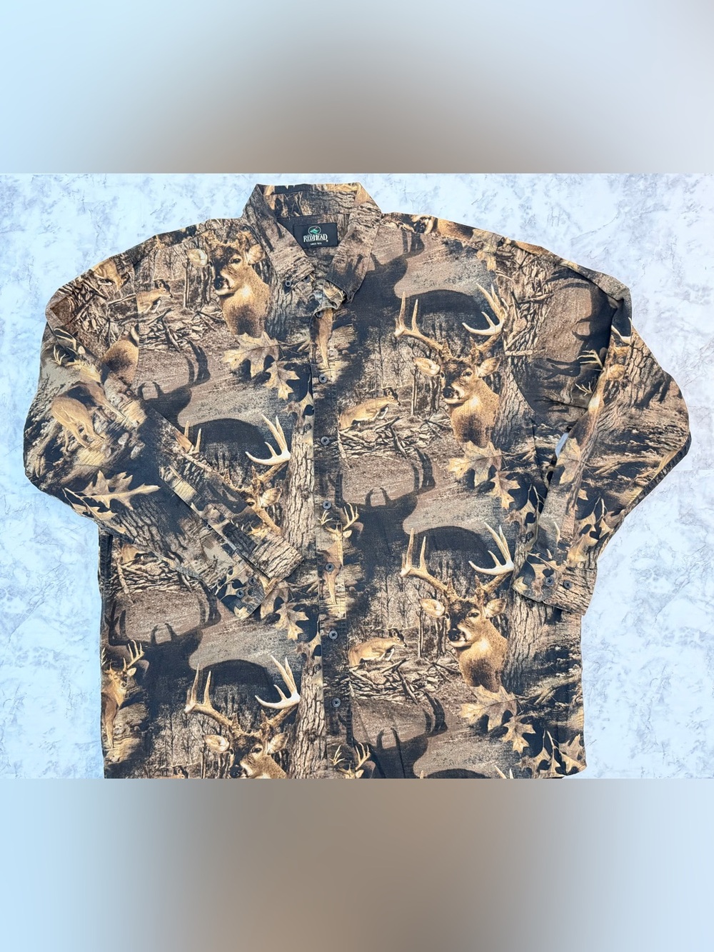 Redhead Men's Brown Camo Deer-Print Button-Up Shirt